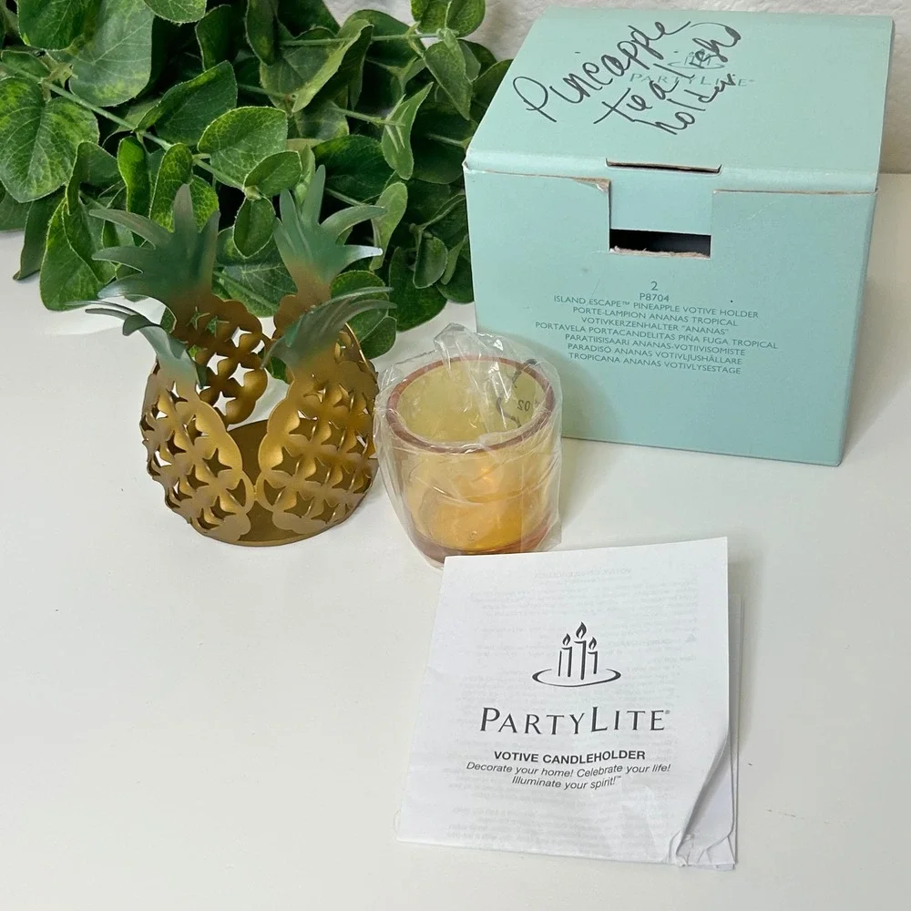 PartyLite Island Escape Pineapple Votive Tealight Candle Holder NEW - Picture 3 of 4